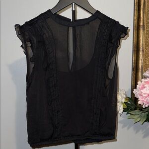 Express Black Sheer Ruffle Blouse